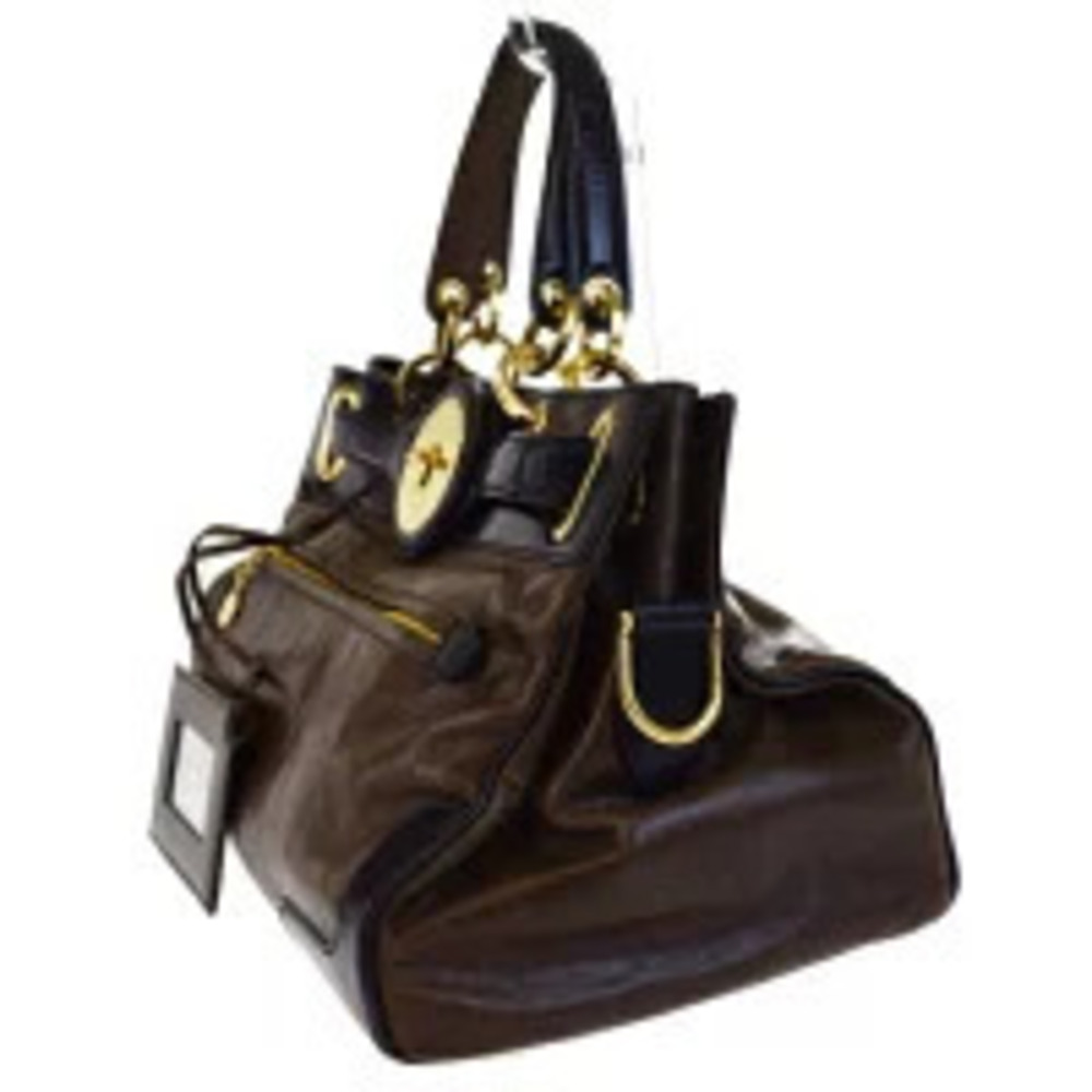 Balenciaga Handbag Hand Chain Black Mirror Brown Leather Black Brown